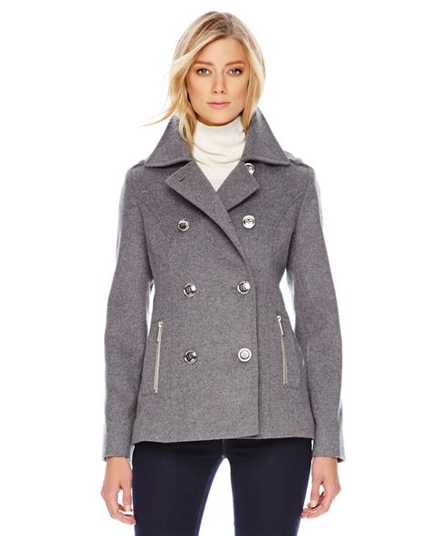 Michael Kors Wool Blend Peacoat 4 Pockets Gray Size Large RN 